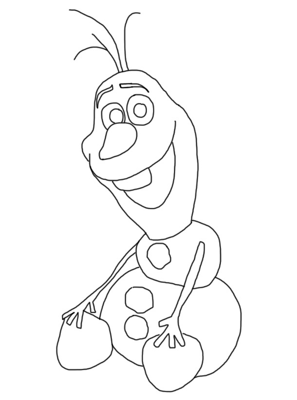 610x820 Learn To Draw Frozen's Olaf The Snowman Step - Snowman Line Drawing