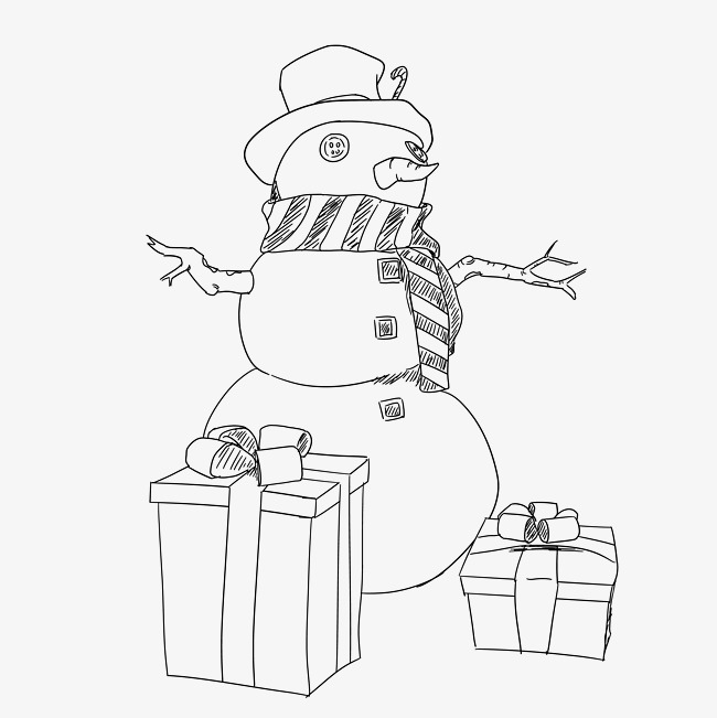 650x651 Line Drawing Christmas Snowman Image - Snowman Line Drawing