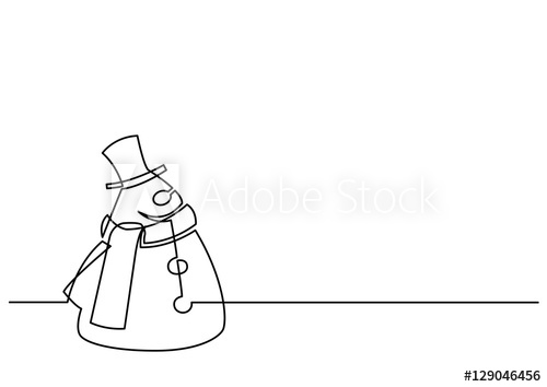 500x354 Continuous Line Drawing Of Christmas Frosty Snowman - Snowman Line Drawing