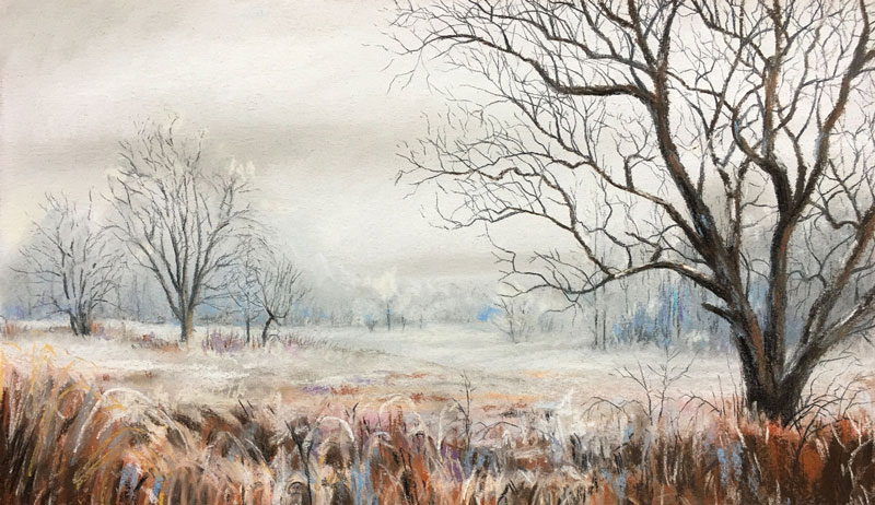 800x462 How To Draw A Winter Landscape With Pastels - Snowy Landscape Drawing