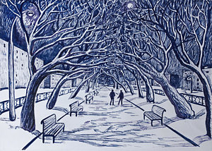 300x214 snowy landscape drawings fine art america - Snowy Landscape Drawing