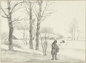 300x220 snowy landscape with standing man, jacob ernst marcus drawing - Snowy Landscape Drawing