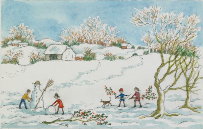 700x447 children playing in a snowy landscape - Snowy Landscape Drawing