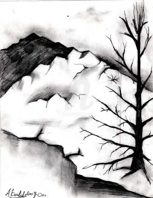 502x650 snowy mountain drawing - Snowy Mountain Drawing