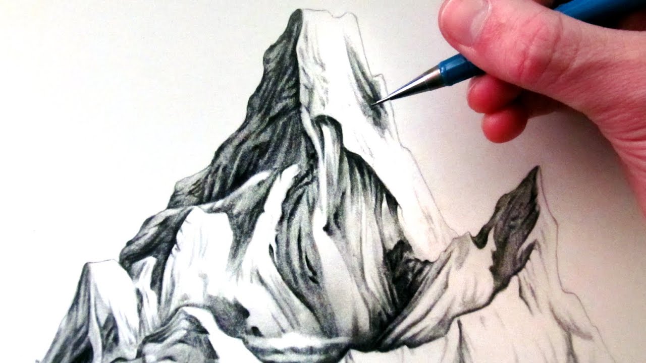1280x720 How To Draw Mountains - Snowy Mountain Drawing