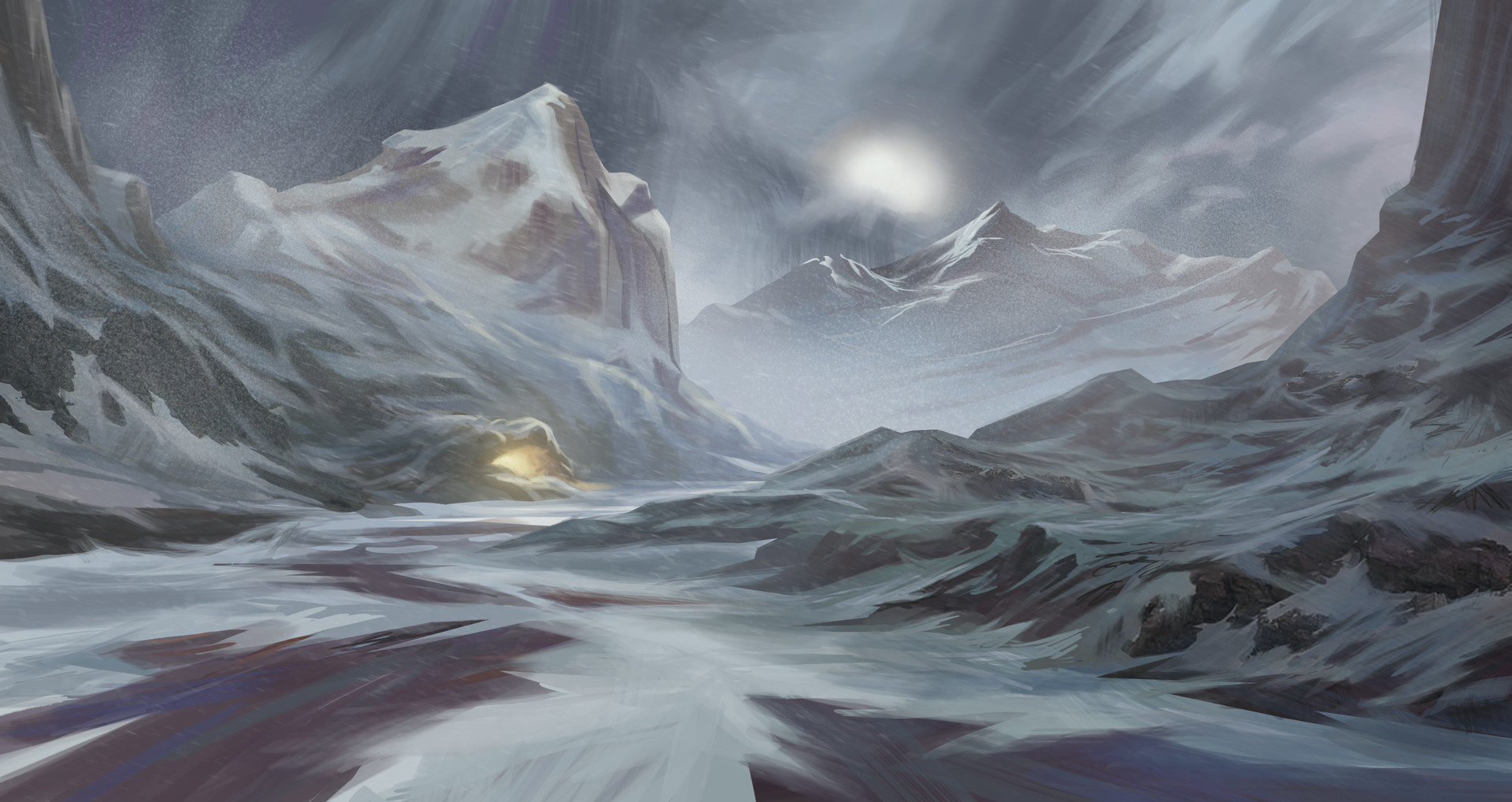 1920x1018 Jacek Ogonowski - Snowy Mountain Drawing