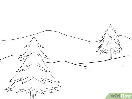 460x345 How To Draw A Christmas Landscape Steps - Snowy Tree Drawing