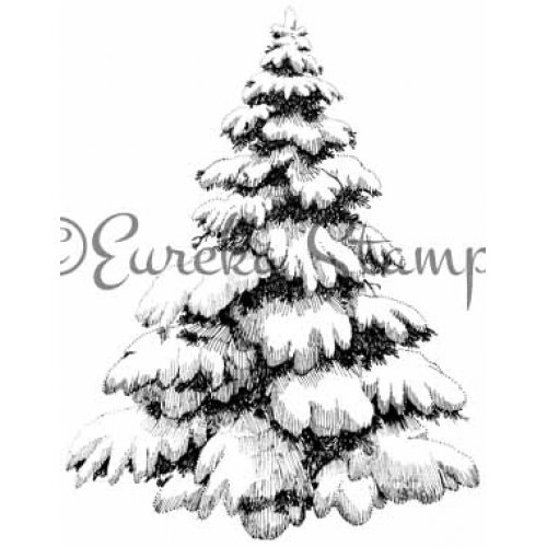 500x500 snowy christmas tree digital stamp - Snowy Tree Drawing