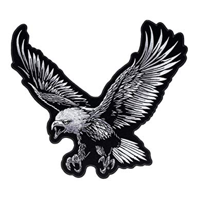 385x385 Grey Black Subdued Soaring Eagle Patch, Large Size - Soaring Eagle Drawing