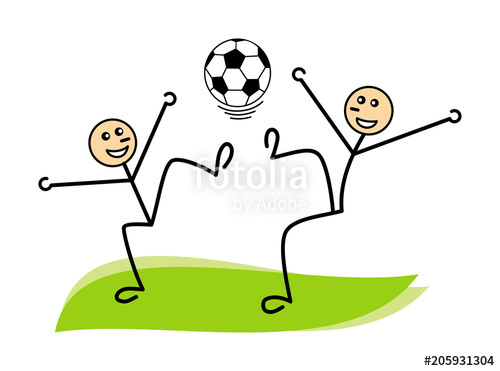 500x371 Funny Little People, Cartoon Football Players Juggle With A Soccer - Soccer Ball Cartoon Drawing