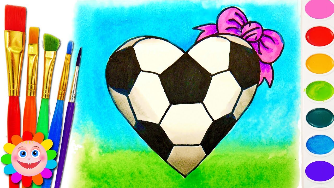 1280x720 how to draw soccer ball heart art cartoon for kids sport colors - Soccer Ball Cartoon Drawing