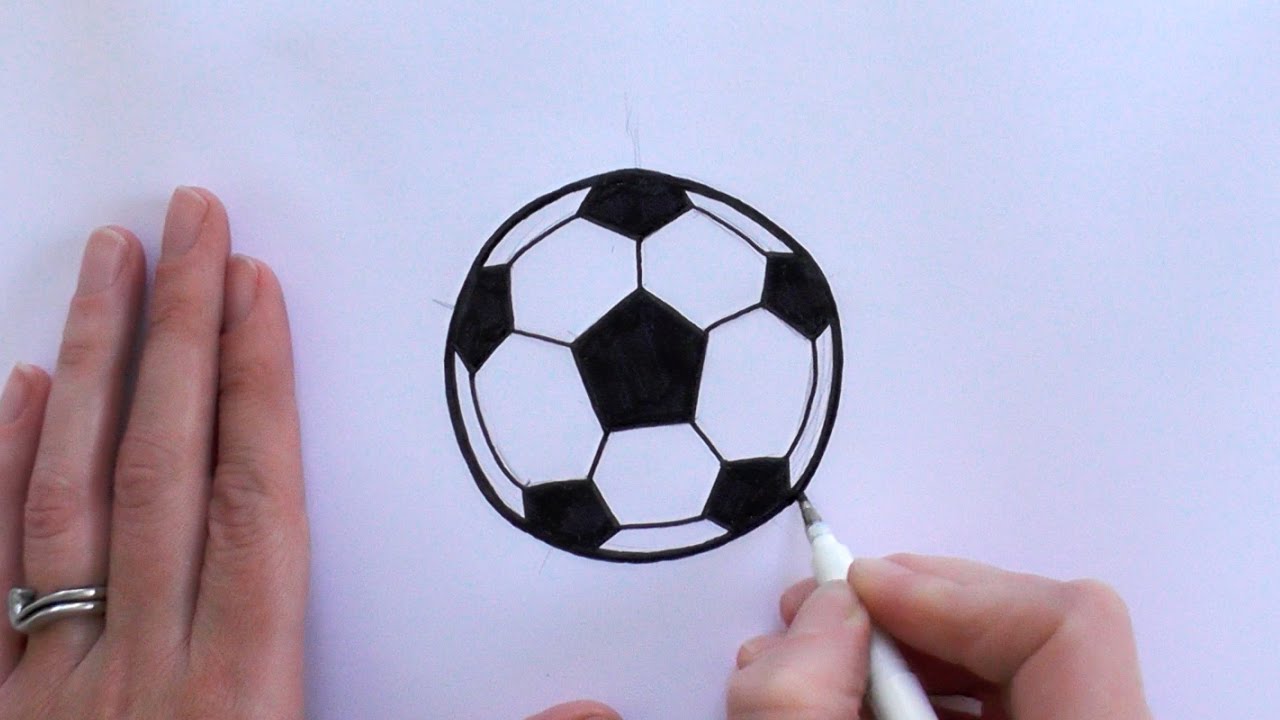 1280x720 How To Draw A Cartoon Football Soccer Ball - Soccer Ball Cartoon Drawing