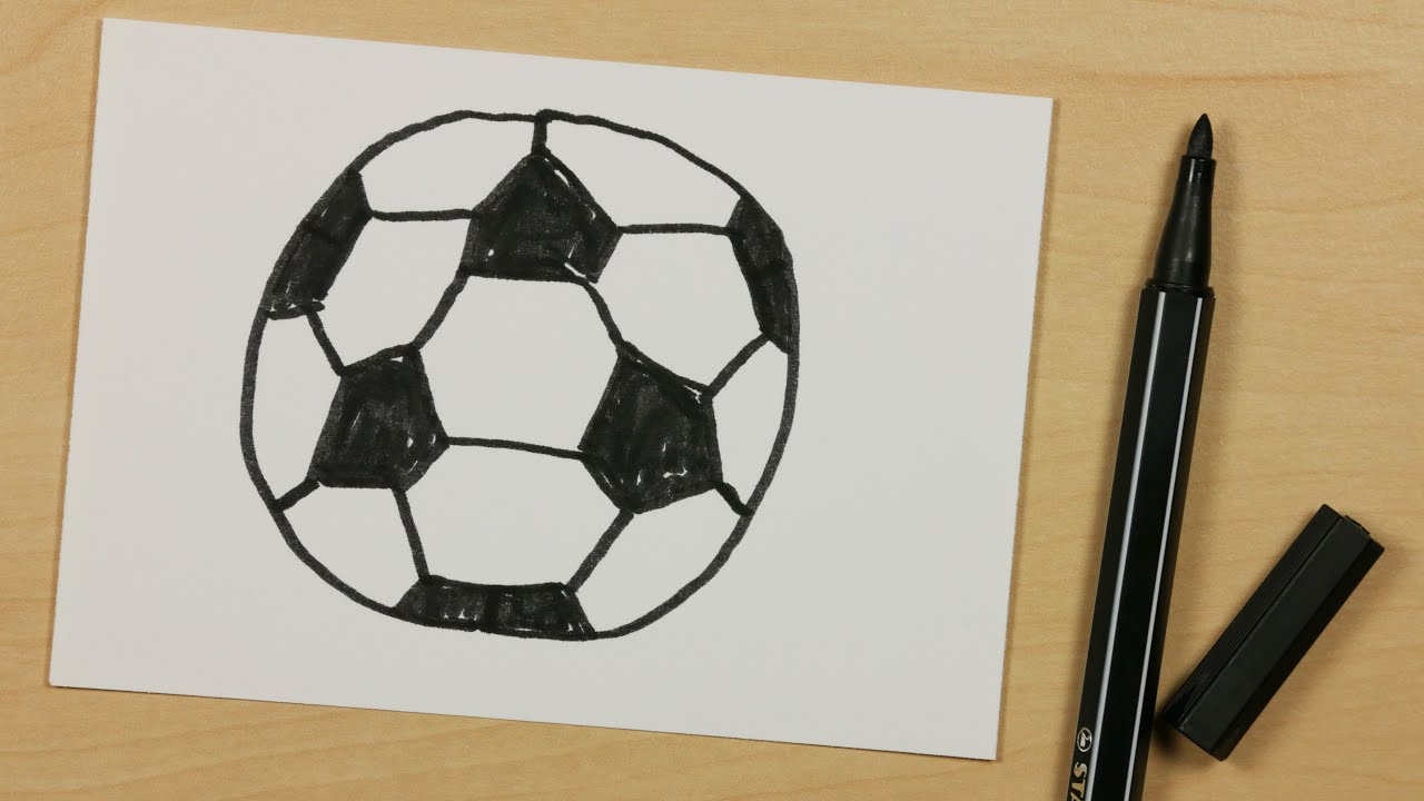 1280x720 How To Draw A Football Or Soccer Ball - Soccer Ball Cartoon Drawing