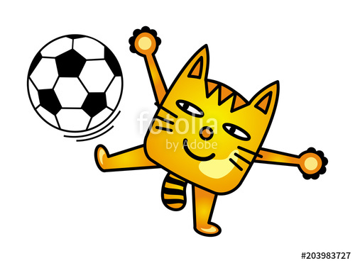 500x371 a cartoon cat juggles with a soccer ball cat soccer player humor - Soccer Ball Cartoon Drawing