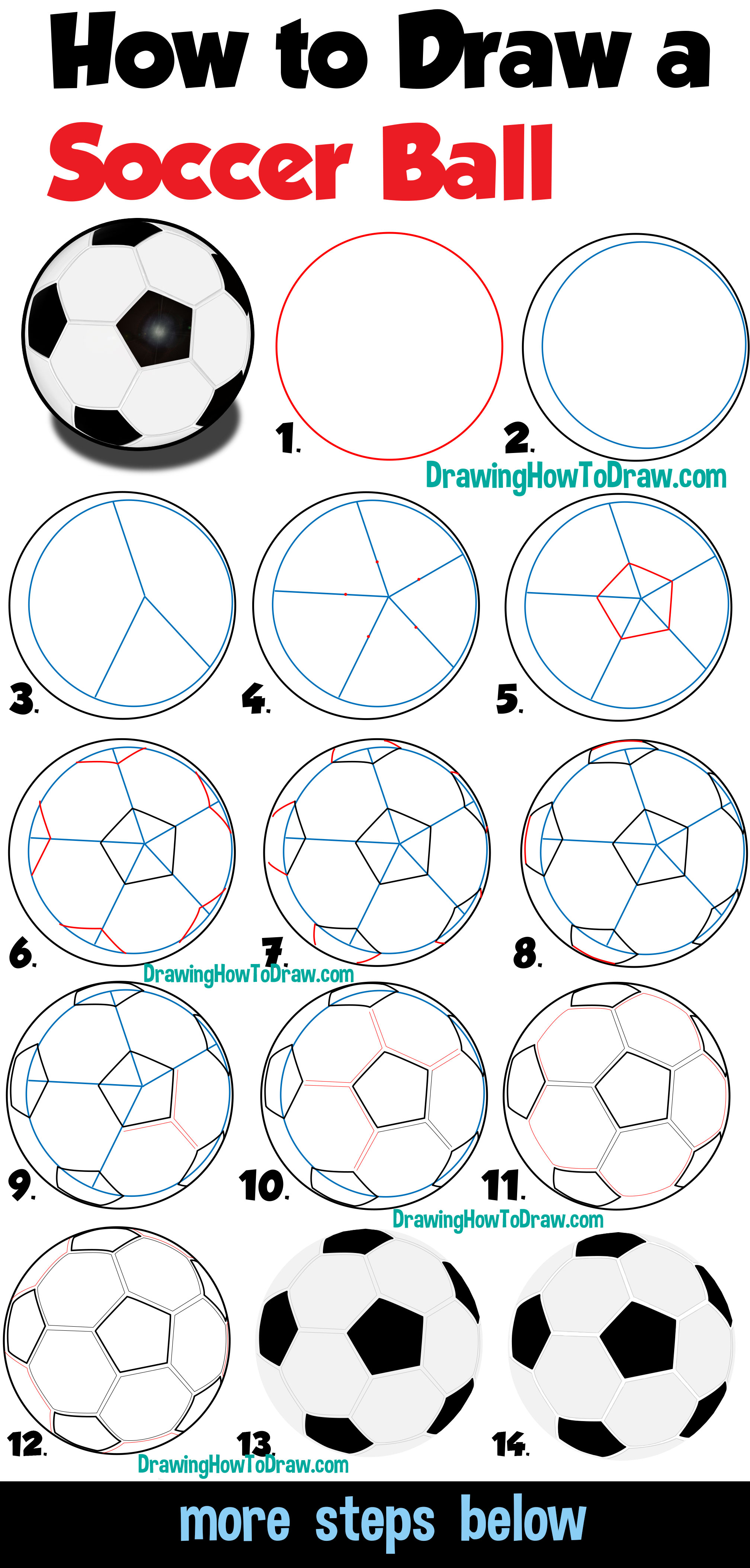 2016x4216 How To Draw A Soccer Ball Easy Step - Soccer Ball Drawing