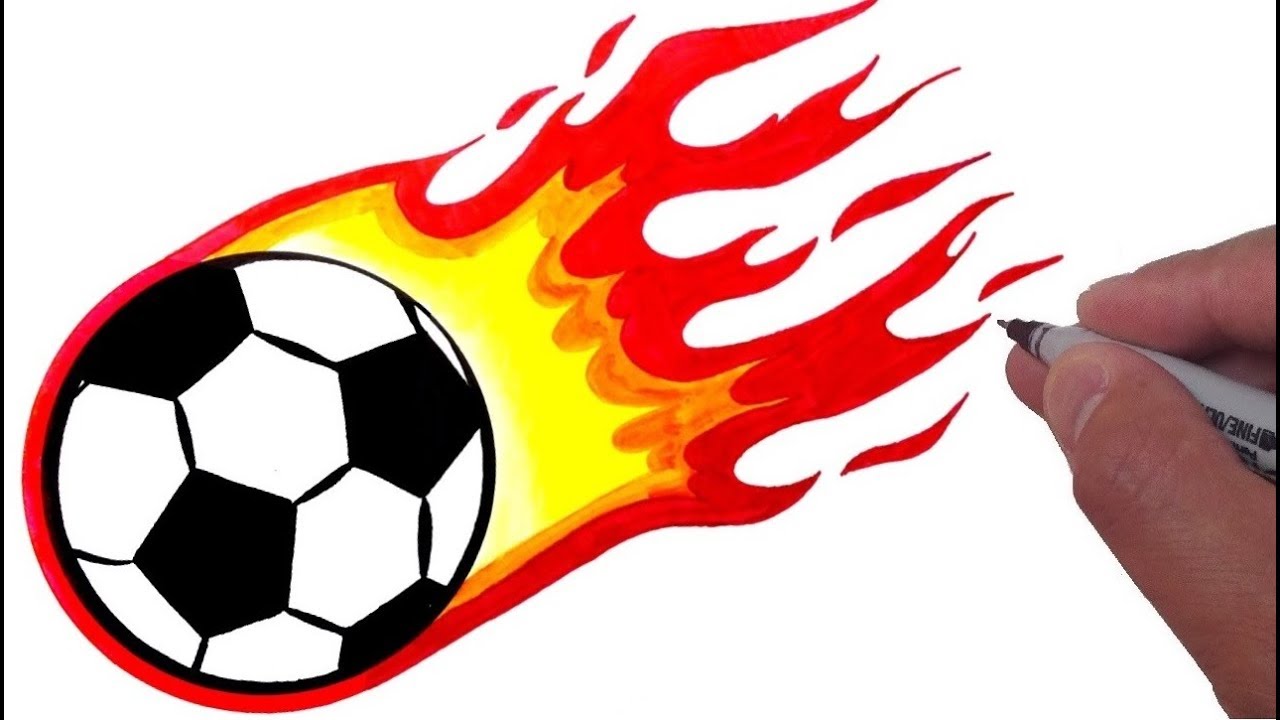 1280x720 How To Draw A Soccer Ball With Flames - Soccer Ball Drawing