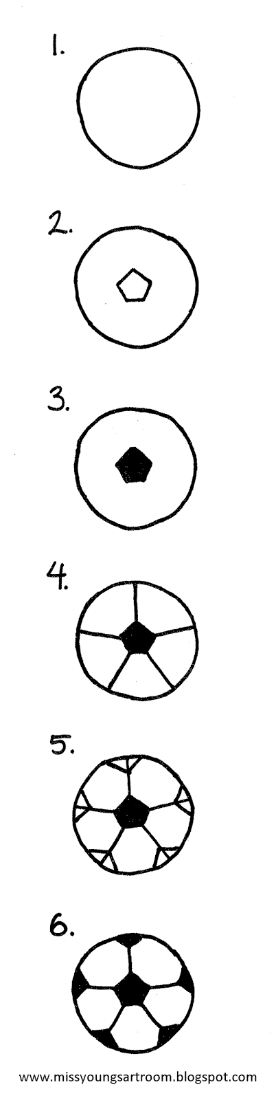 402x1600 Miss Young's Art Room How To Draw A Soccer Ball - Soccer Ball Drawing Step By Step