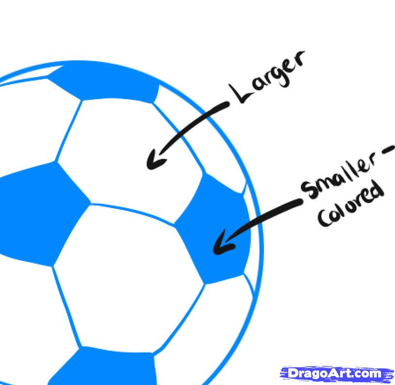 813x794 how to draw soccer balls, step - Soccer Ball Drawing Steps