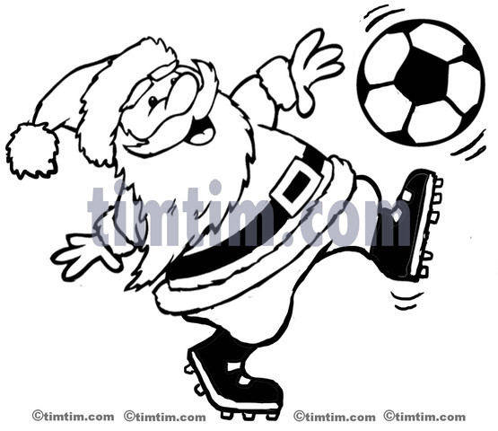 555x480 Free Drawing Of A Soccer Santa Bw From The Category Christmas - Soccer Drawings