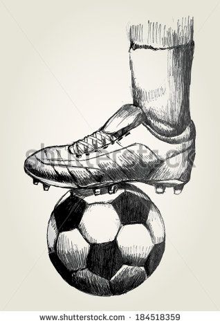 318x470 sketch illustration of a soccer player's foot on soccer ball - Soccer Drawings