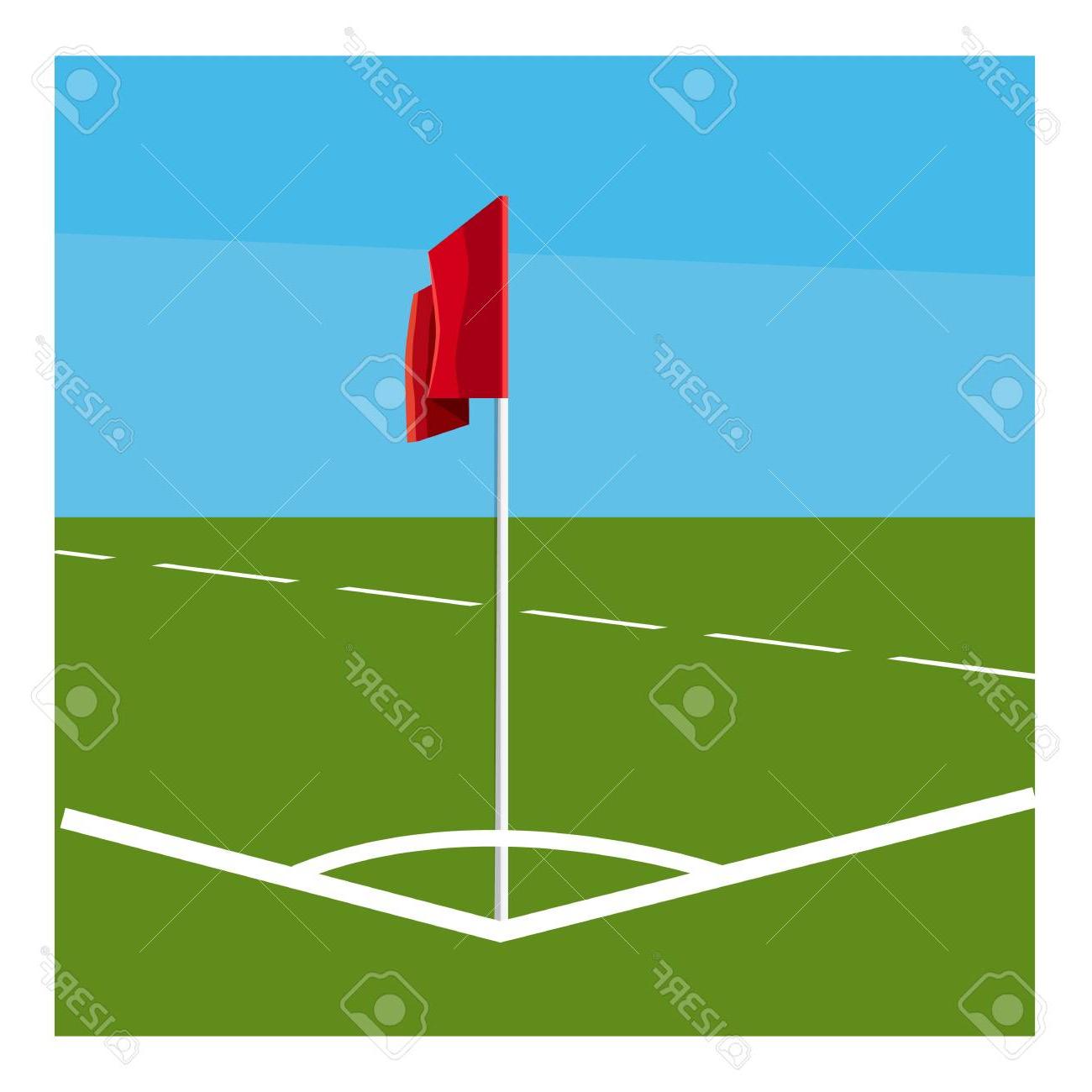 1300x1300 hd soccer field corner with red flag icon drawing - Soccer Field Drawing