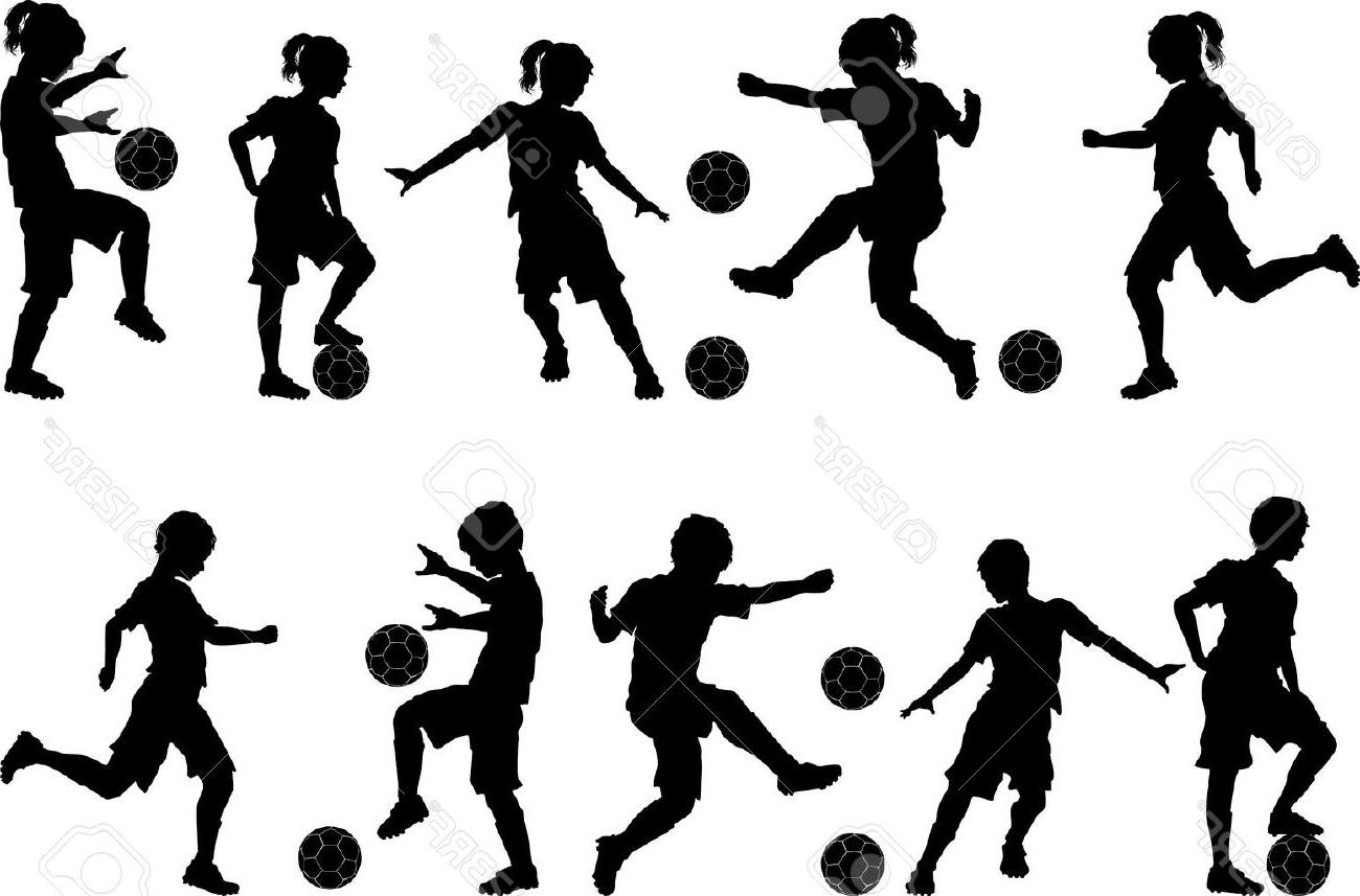 1300x857 Hd Soccer Players Silhouettes Of Kids Boys And Girls Drawing - Soccer Girl Drawing