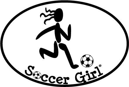 441x297 soccer girl oval black and white magnet - Soccer Girl Drawing