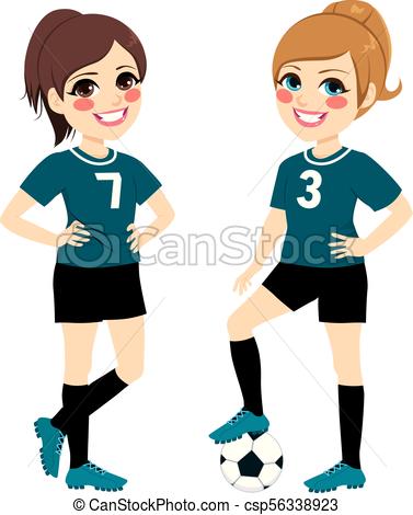 377x470 soccer girl players two beautiful soccer girl players with black - Soccer Girl Drawing