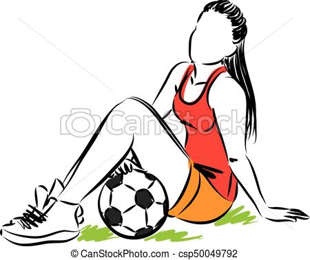 450x378 Teenager Girl Soccer Player Vector Illustration Vectors - Soccer Girl Drawing