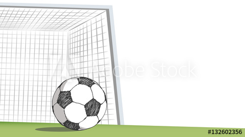 500x281 football field with goal soccer drawing in doodle style, football - Soccer Goal Drawing