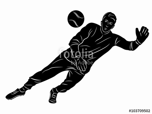 500x375 silhouette of soccer goalie, dots vector draw stock image - Soccer Goalie Drawing