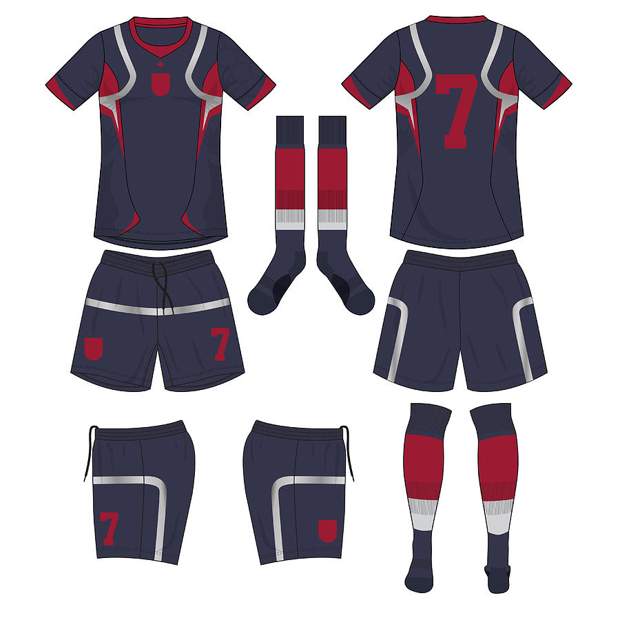 900x900 navy blue and red soccer jersey with sock and short mock up - Soccer Jersey Drawing