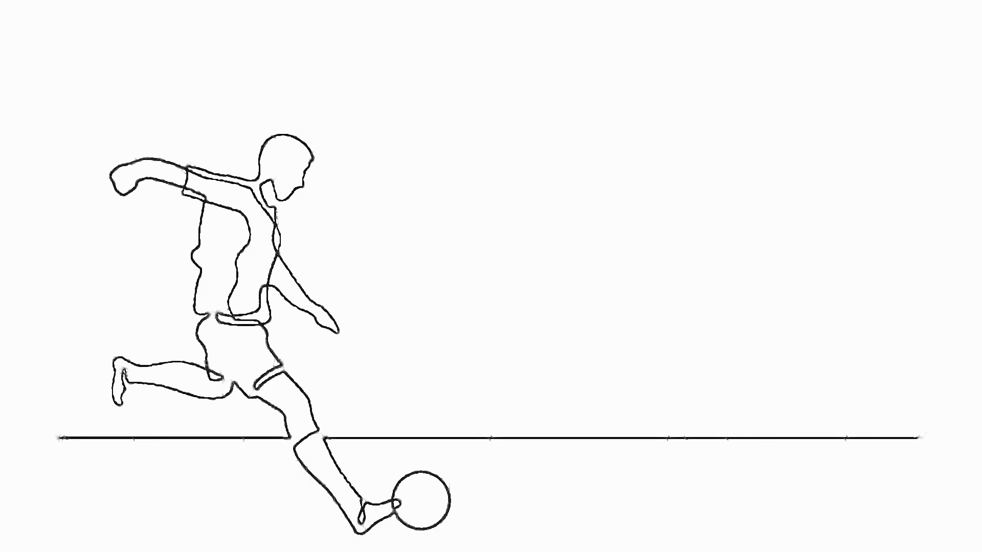 1920x1080 continuous line drawing of soccer player kicking ball motion - Soccer Line Drawing