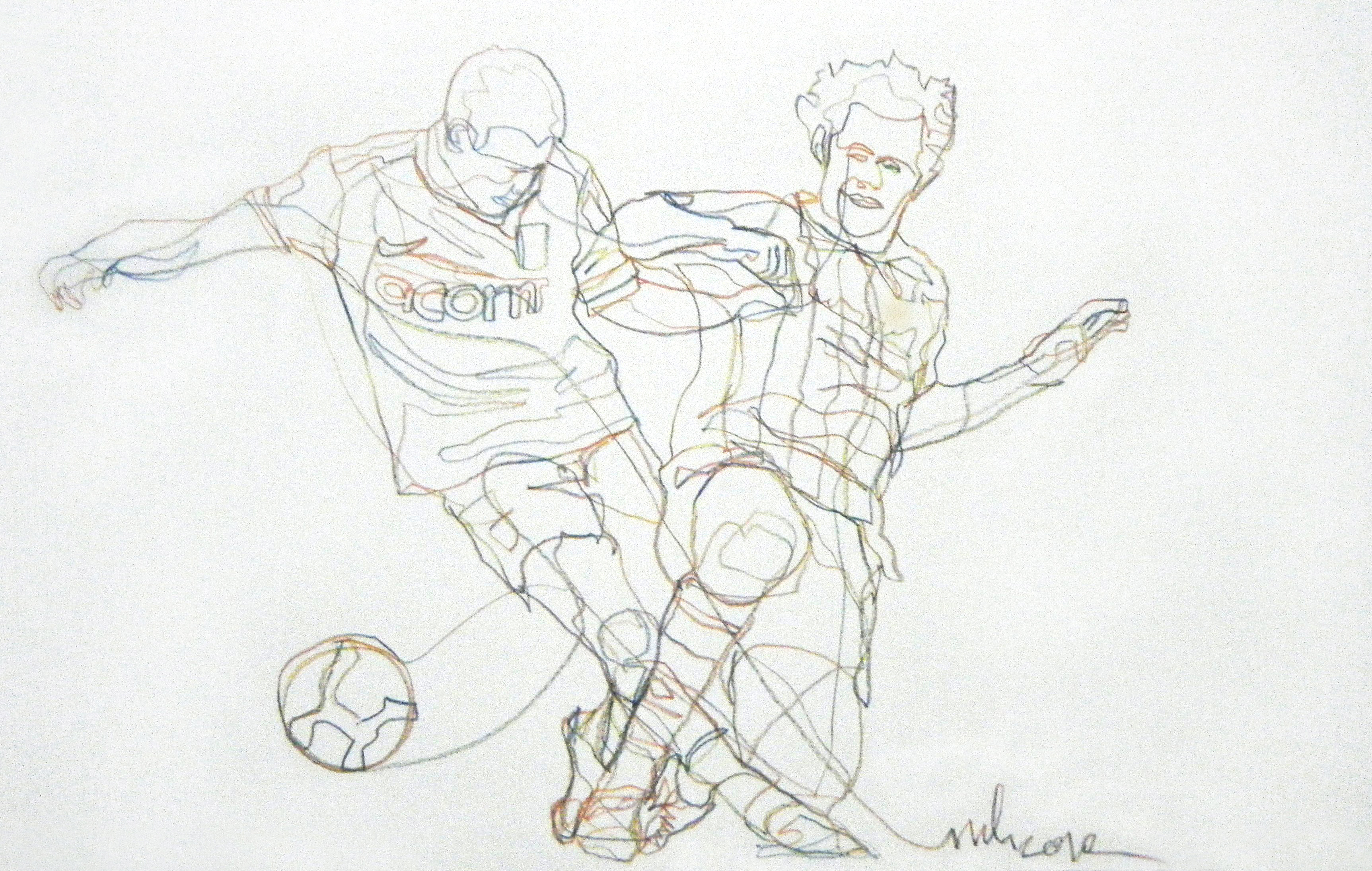 3449x2189 Uncategorized One Line Portraiture - Soccer Line Drawing
