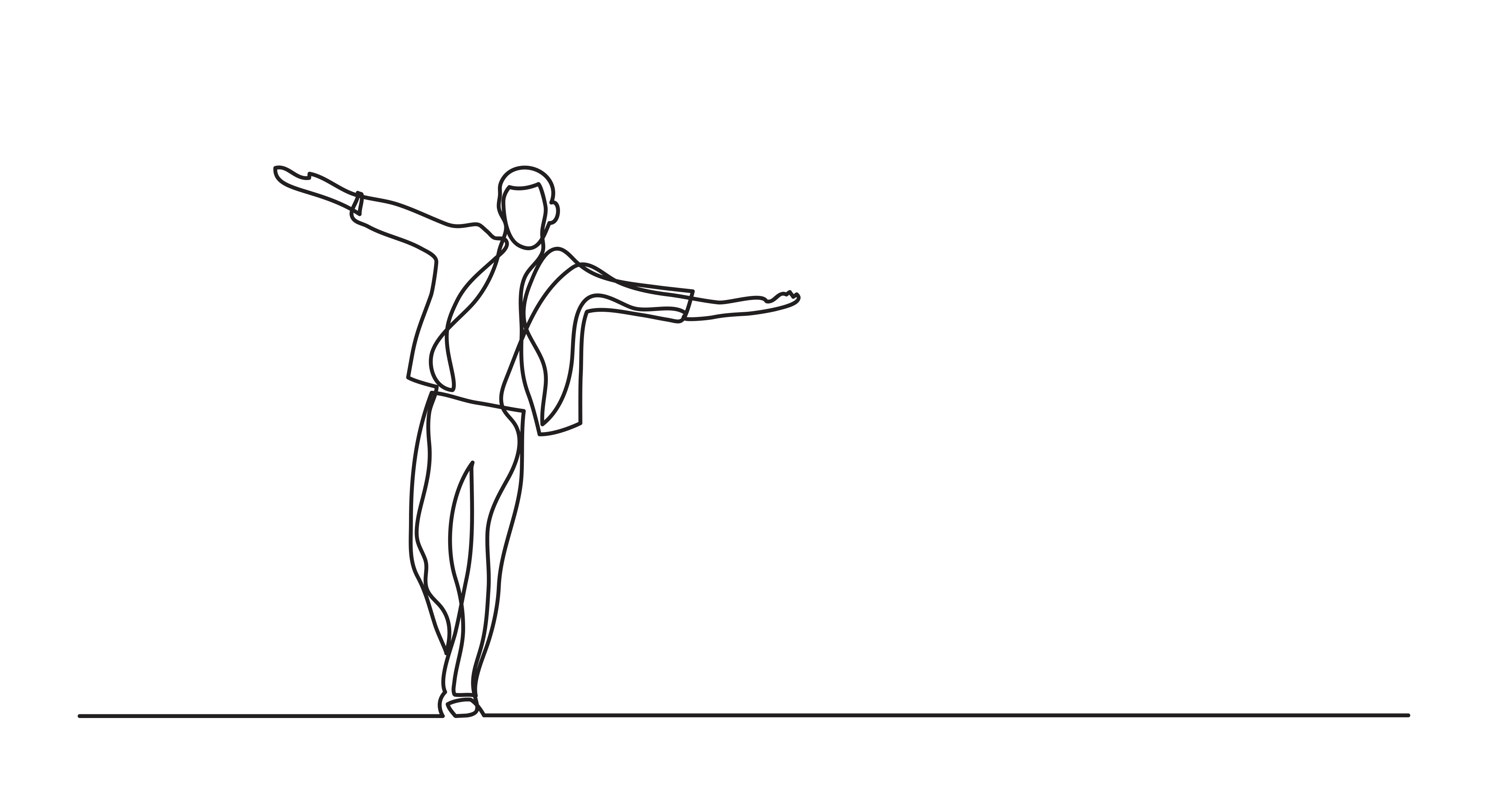 4096x2160 Video Animation Of Happy Man Walking - Soccer Line Drawing