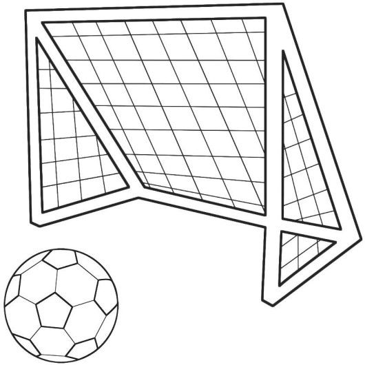530x530 soccer ball and net sports coloring pages - Soccer Net Drawing