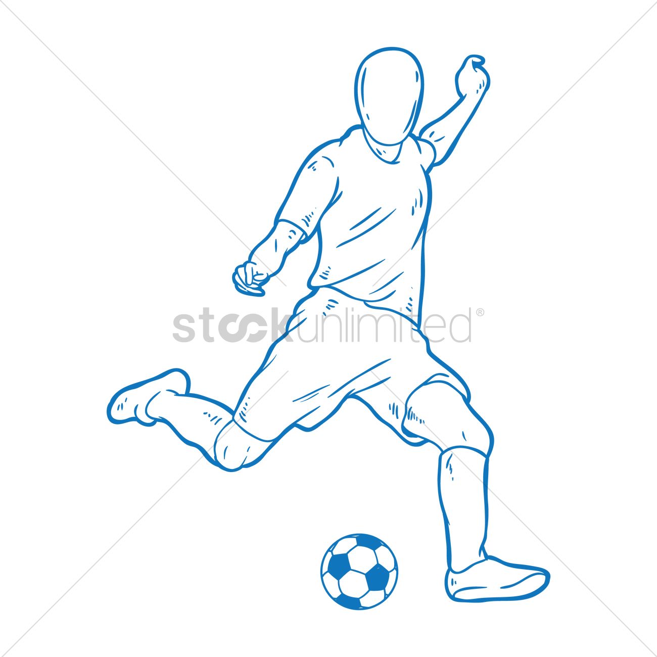 1300x1300 Free Soccer Player Kicking The Ball Vector Image - Soccer Player Drawing