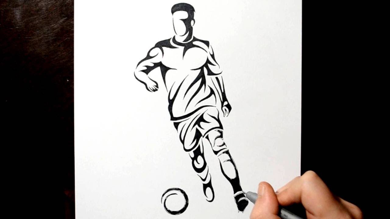 1280x720 How To Draw A Tribal Soccer Football Player - Soccer Player Drawing