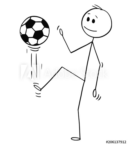 441x500 cartoon stick man drawing conceptual illustration of football - Soccer Player Drawing