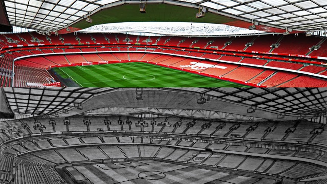 1280x720 pencil drawing emirates stadium - Soccer Stadium Drawing