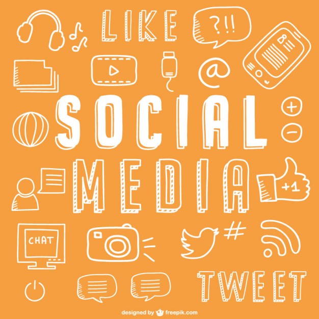 626x626 Social Media Drawing Icons Vector Free Download - Social Drawing