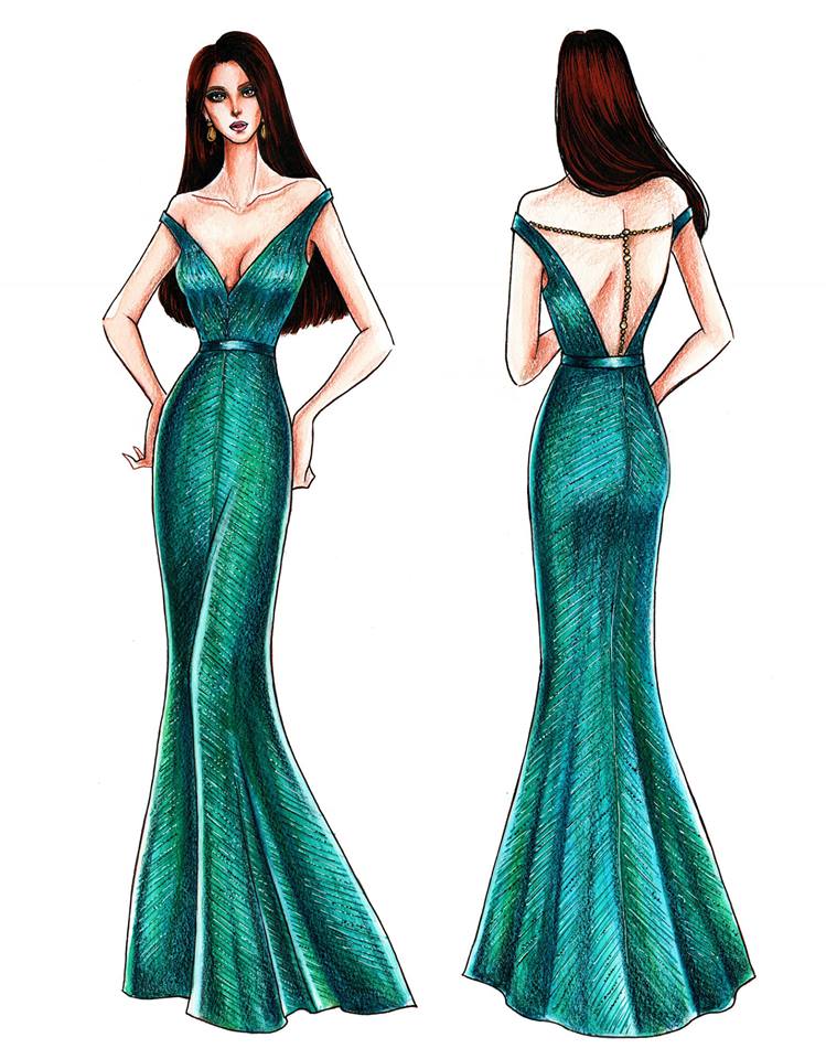749x960 look sketches of catriona gray's possible miss universe evening - Social Media Dresses Drawings