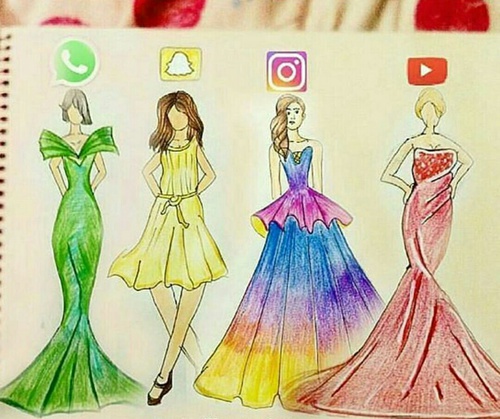 500x419 social media art shared - Social Media Dresses Drawings
