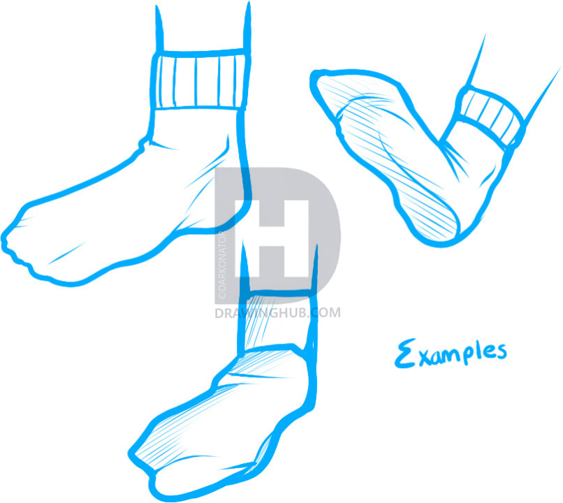 806x720 how to draw socks, step - Sock Drawing