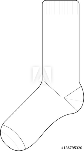 281x500 sock line drawing fashion template - Sock Drawing