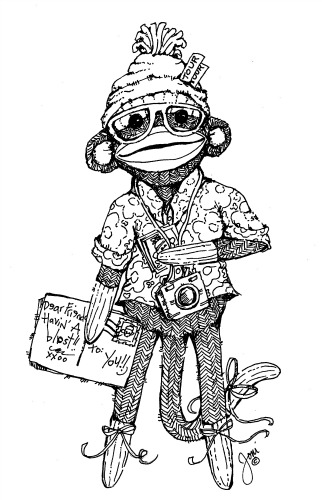 322x500 Pop Art Minis Sock Monkey End Of Summer Tour Istpostcards - Sock Monkey Drawing