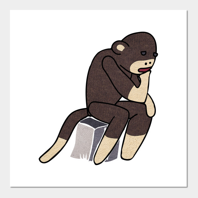 630x630 Sock Monkey Thinking - Sock Monkey Drawing