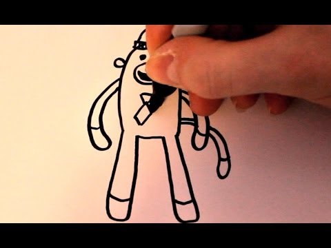 480x360 How To Draw A Cartoon Sock Monkey - Sock Monkey Drawing
