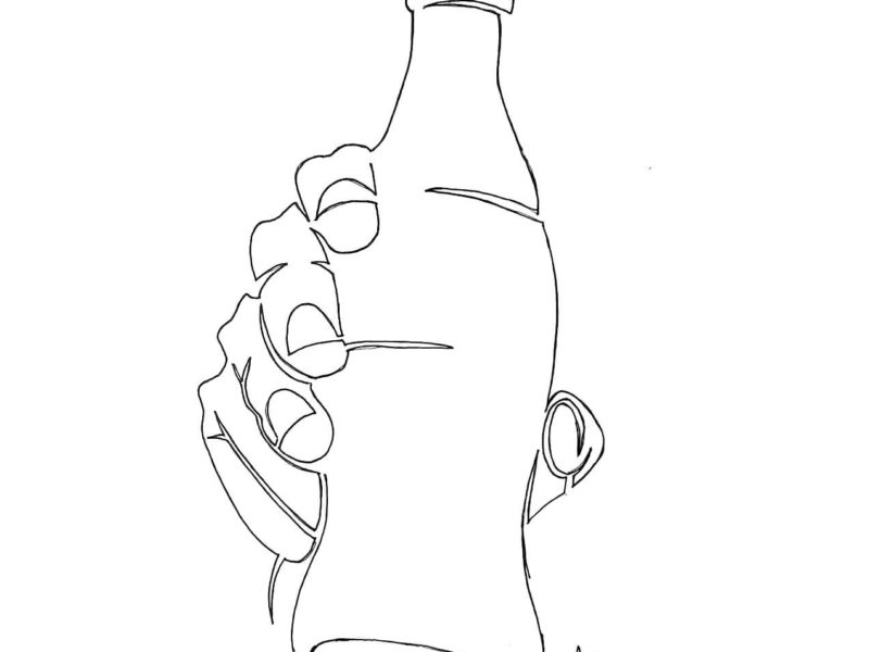 800x600 continuous line drawing hand holding soda bottle - Soda Bottle Drawing