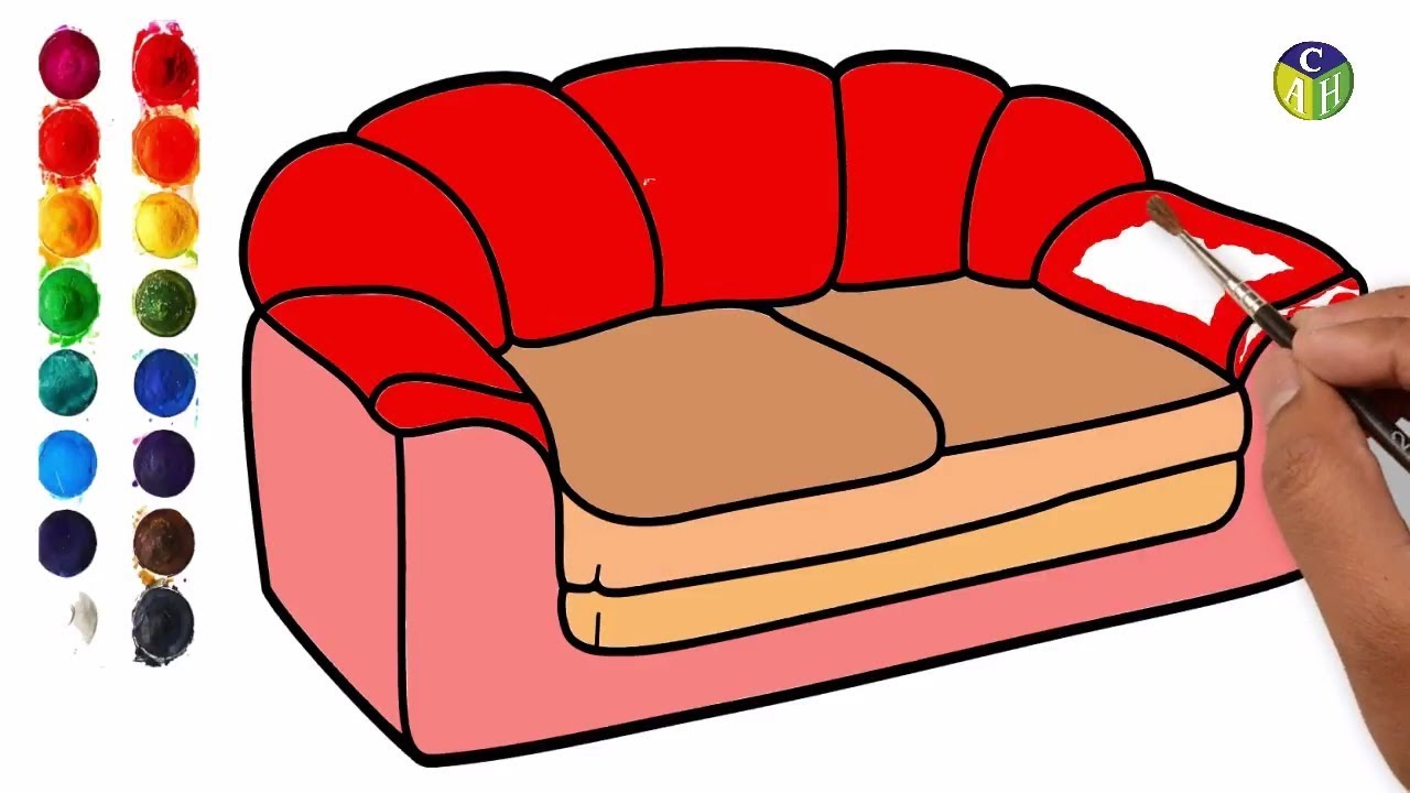 1280x720 How To Draw Furniture Draw Sofa Set Color Pages Color - Sofa Chair Drawing